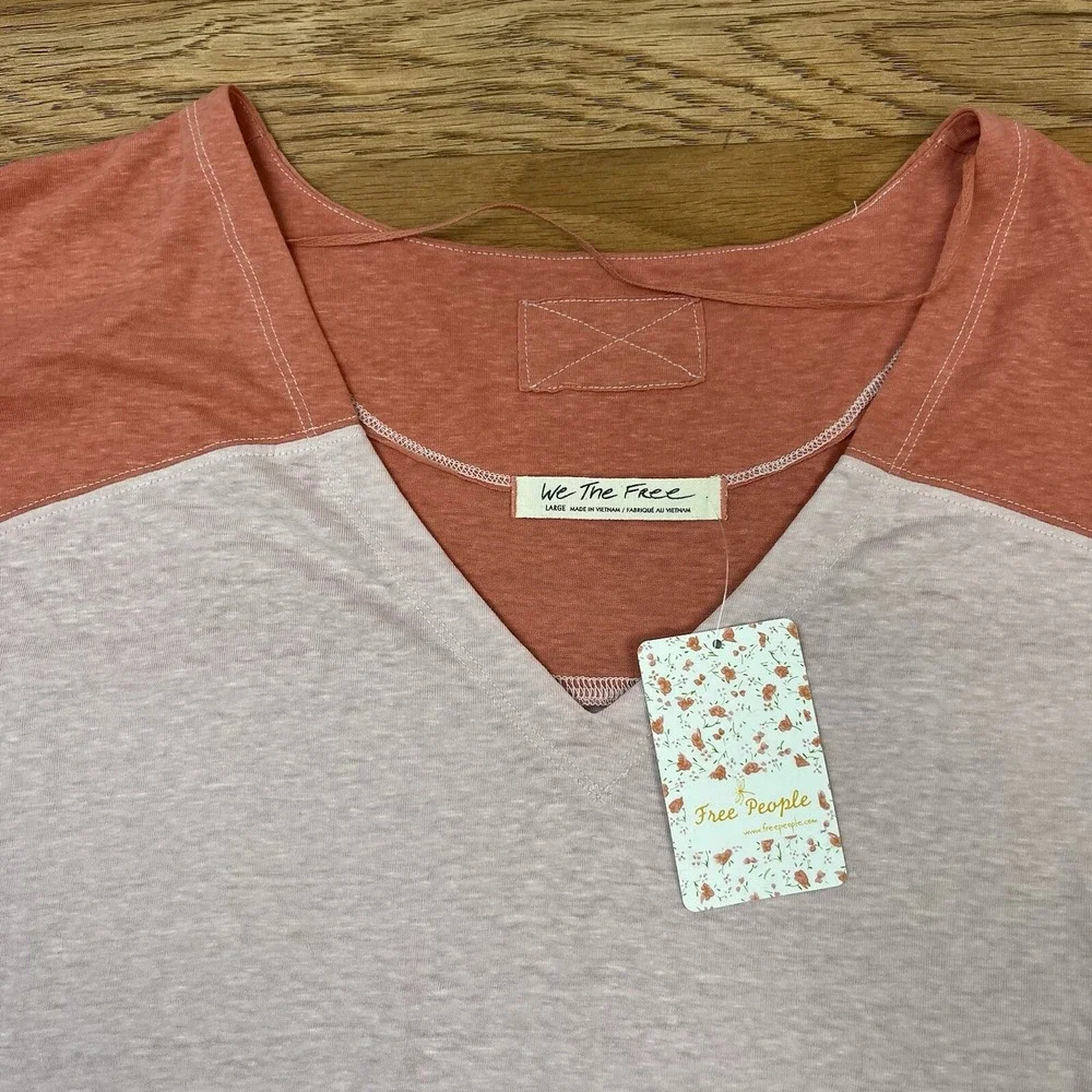 Free People Major League Baseball T-Shirt Pink Oversized Women's Large NEW‎
